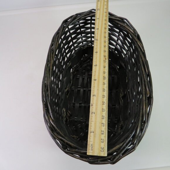 Black Wicker Oval Basket no handle no gloss gold rope x accent 10.5x6.5" wide - Picture 10 of 10